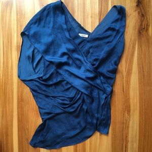 Helmut Lang asymmetrical silk blue blouse